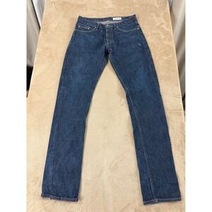 Gustin Raw Selvedge Denim Jeans Mens 34 Blue Slim Fit Button Fly California Sewn